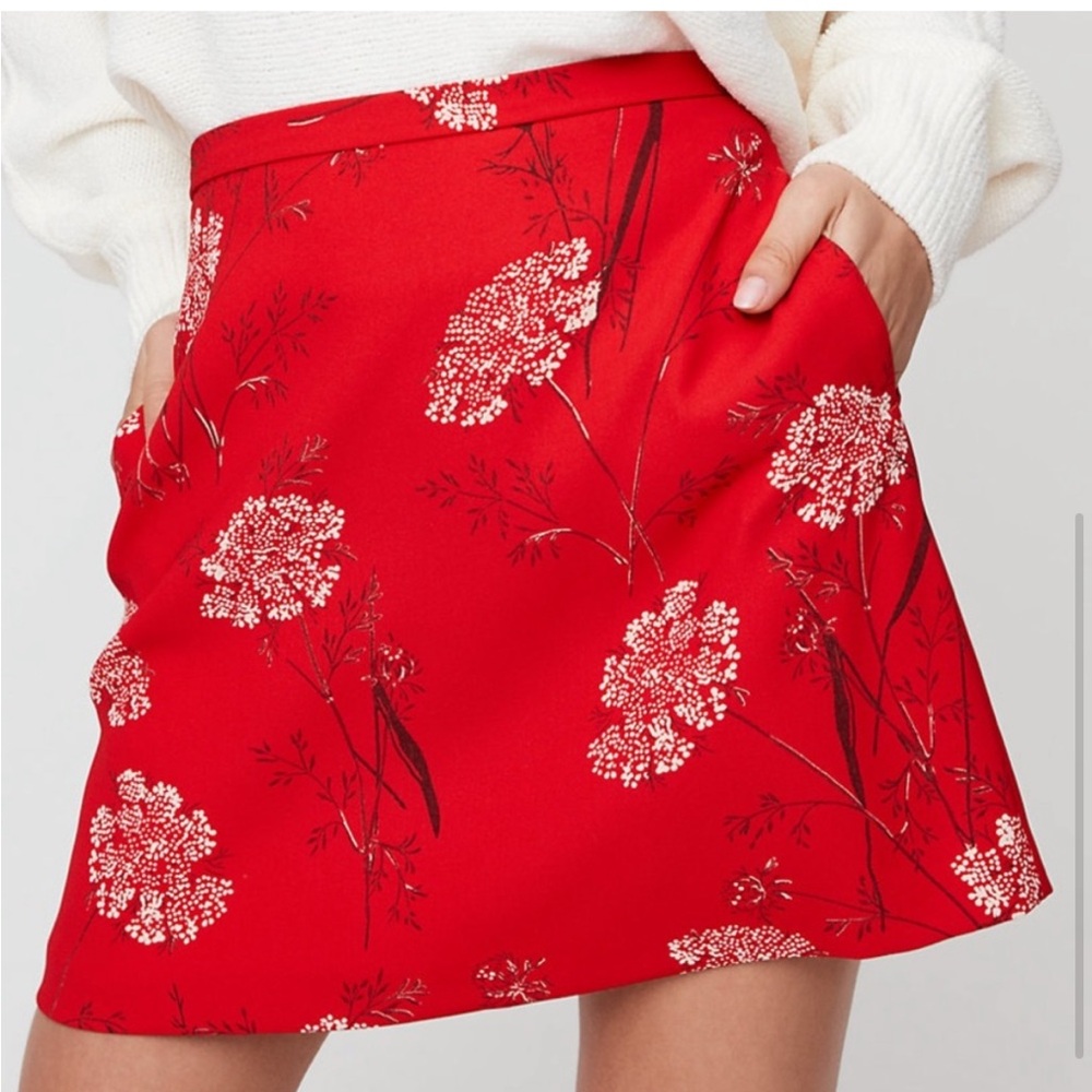 Wilfred Red Floral A-Line Skirt